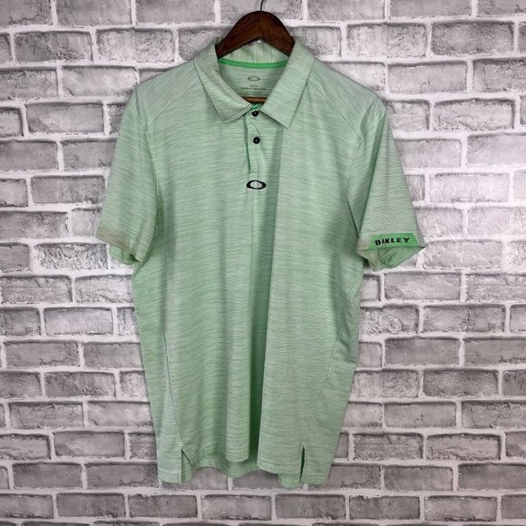OAKLEY Stretch Performance Golf Polo Shirt Green Micro Stripe Men XL Tailor Fit - Picture 2 of 8